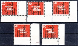 20 Pf forest fire prevention Mi. 283 ** complete All 5 Different Shape Numbers Luxury! - Picture 1 of 1