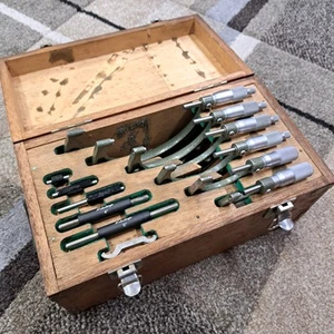 Mitutoyo 103-907A OMST-6"V Set Of 6 Micrometers With Standards Wooden Box JAPAN - Picture 1 of 24