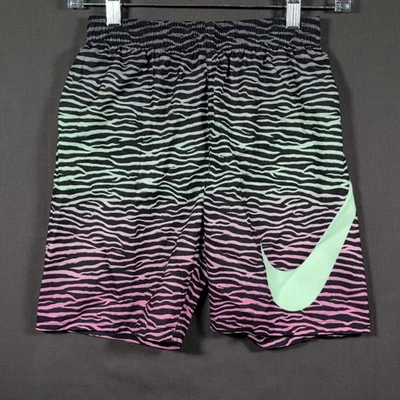 Pantalones Cortos de Natación Nike Tiger Fade Volley Niños S Verde Rosa Negro Cintura Elástica Pull On Foto 1 de 2