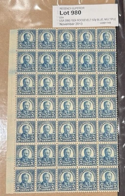 US Stamp Scott#586 5c President Roosevelt Block of 35 Mint NH OG - Image 1 of 4