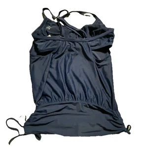 Athleta Swimwear Top Women's 34 B/C Navy Side Scrunch Tankini Beach Swimming - Picture 1 of 12