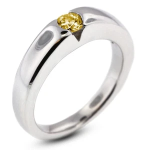 0.52ct Yellow VS2 Round Natural Certified Diamond 14k Solitaire Engagement Ring - Picture 1 of 11
