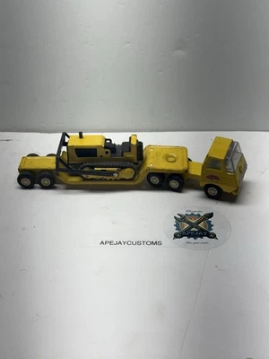 Vintage Tiny Tonka Lowboy With Dozer Mini Pressed Steel - Image 1 of 4