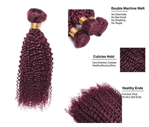 Burgundy Jerry Curl Curly Sew In Hair Weave Extension 100 Human Ali Bundle - Picture 1 of 16