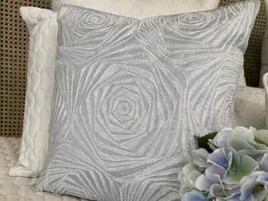 Square Cushion Case Blue 16"x16", Sofa Decor Silk French Toile - French Love - Picture 1 of 6