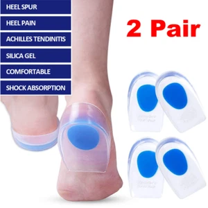 2 Pair Gel Foot Cups Heel Support Spur Insoles Pad Pain Relief Cushion Men&Women - Picture 1 of 7