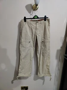 NEW Timberland Tie Cargo Trousers Womens UK Size 12 Beige RRP £58 Straight Leg - Picture 1 of 11