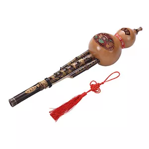 More details for chinese handmade black bamboo hulusi gourd cucurbit flute ethnic musical j4w1