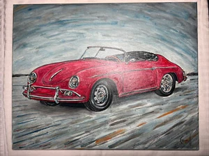 Original Oil Painting W/COA, Porsche 356 Speedster, Peter Crowell, 16” X 20” #HA - Picture 1 of 11