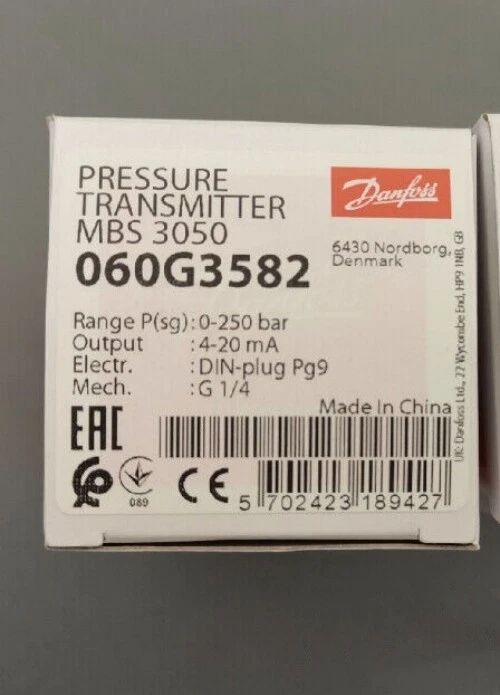 DANFOSS MBS3050 060G3582 Pressure Transmitter - Image 1 of 1
