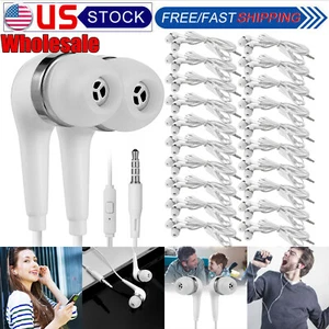 Universal Bulk W/Mic Wired 3.5MM Headphones Earbud Earphones Handsfree Wholesale - Picture 1 of 13
