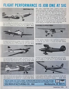 SIG RC Airplane Kits Vintage Print Ad Wall Decor Flight Performance - Picture 1 of 1
