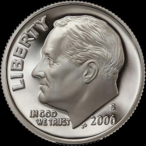 2006 S Roosevelt 90% SILVER Dime Gem Deep Cameo PROOF US Mint "Beautiful" Coin Cover