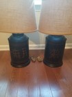 100 year old antique 1900 English Toleware Tea tin caddy lamps w/ Japanning