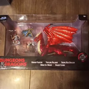 D&D Jada Toys Dungeons and Dragons 4 Figurines & Young Red Dragon New in Box - Picture 1 of 4