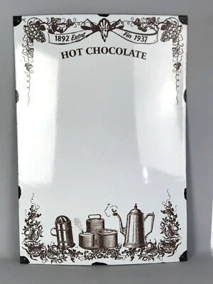 PLAQUE EMAILLÉE DE STYLE ANCIEN " HOT CHOCOLATE "  58 CM  x  40 CM  - Photo 1/4