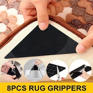 8Pcs Rug Grippers Anti Skid Non Slip Reusable Washable Mat Sticker Grip Floor - Picture 1 of 13