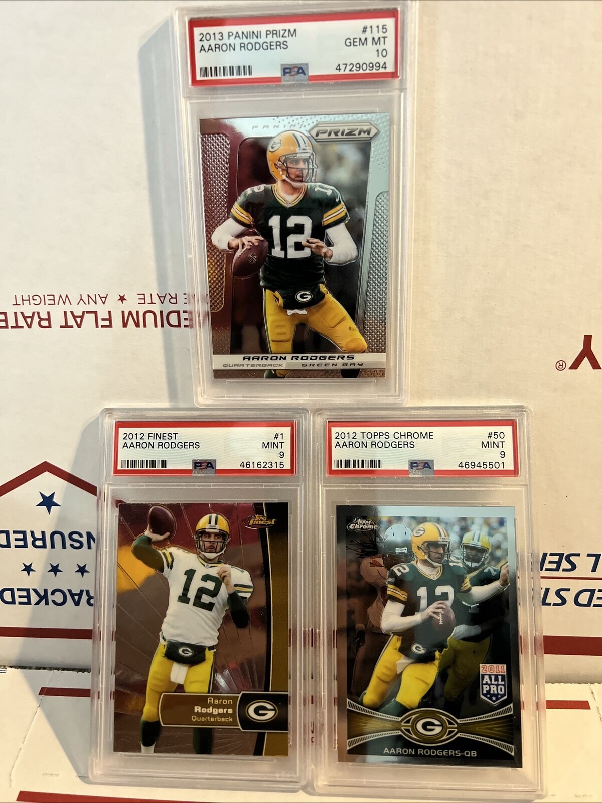 2013 Prizm Aaron Rodgers 2012 Finest 2012 Topps Chrome PSA 10 9