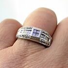 Platinum Stackable Wedding Band Ring With Natural Diamond 0.57 Tcw Sz 6.5