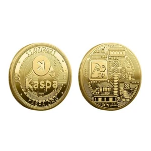 KASPA Virtual Cryptocurrency Physical Gold Plated Crypto Commemorative Coin - Picture 1 of 1