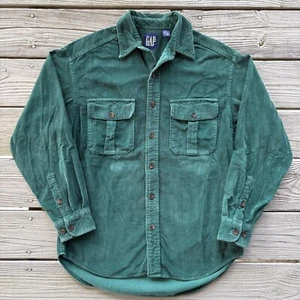 Vintage Gap Corduroy Button Up Shirt Green Size M 1990s Over Shirt - Picture 1 of 7