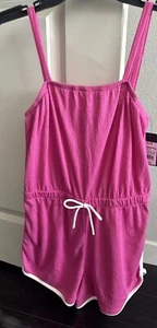 Girls Rib Knit Tie Waist Romper art class Dark Pink Size XL - Picture 1 of 3