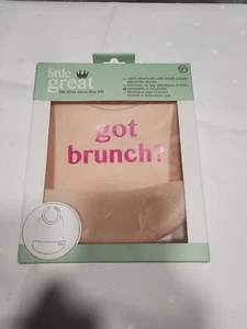 Little Great The Eton Mess-Less Silicone Bib “got brunch?” Blush Pink NEW - Picture 1 of 1