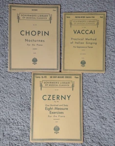 Lot of 3 Schirmer's Library PIANO BOOKS Sheet Music Chopin Vaccai Czerny - Picture 1 of 20