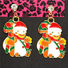 New Color Enamel Cute Christmas Santa Claus Crystal Fashion Women Stand Earring