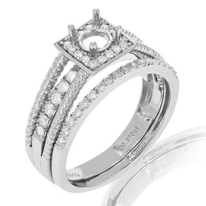 1/2 CT Diamond Semi Mount Bridal Set with Cable Design in Silver Size 7 - Picture 1 of 7