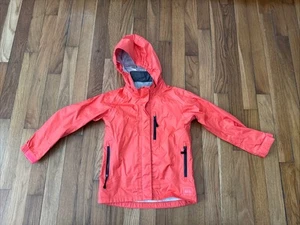 REI Girls Rain Jacket Coat Full Zip Hooded Orange Size XS 4-5 - Picture 1 of 6