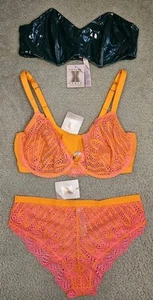 Savage X Fenty Set Plunge Bra 38G & Panties XLarge Stranded In Lace +BONUS NWT - Picture 1 of 3