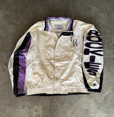 Jaqueta corta-vento vintage anos 90 Starter MLB Colorado Rockies soletrar tamanho médio - Imagem 1 de 4