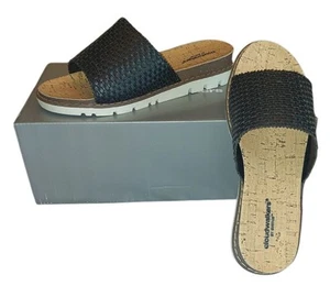 Cloudwalkers by Avenue Fiona schwarze gewebte Slipper Sandalen Gr. 7 W 7 W Korkoptik - Bild 1 von 8