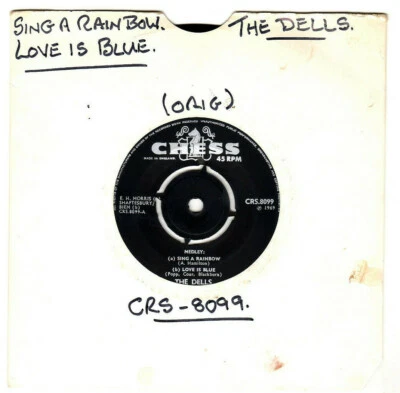 THE DELLS - SING A RAINBOW / LOVE IS BLUE (MEDLEY) + 1. UK 1969 ORIG SOUL 7". VG - Image 1 of 3