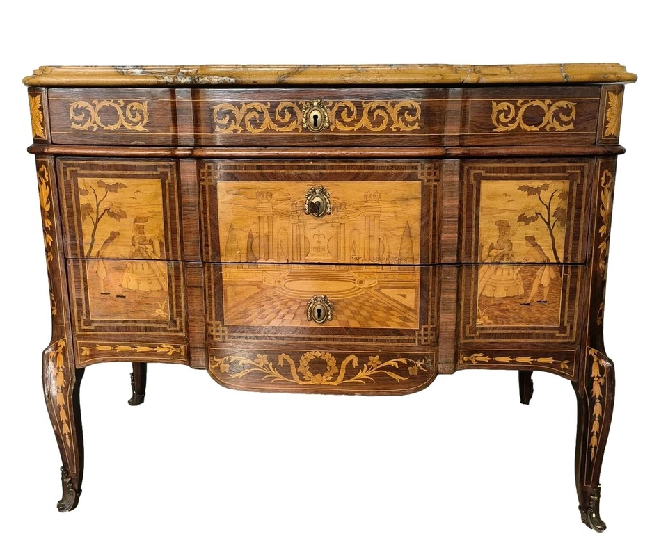 COMMODE FRANÇAISE LOUIS XVI. PALISSANDRE ET AUTRES. MARQUETERIE. FRANCE. XVIIIE - Photo 1/1