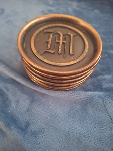 VINTAGE LOT 6 LE MASON CO BOSTON MASS COPPER PLATED ALUMINUM COASTER ASHTRAY W M - Picture 1 of 7