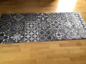 Schmutzfangmatte Bodenmatte Türmatte Wash & Dry neu Azulejos grau 80x200 randlos - Bild 1 von 1