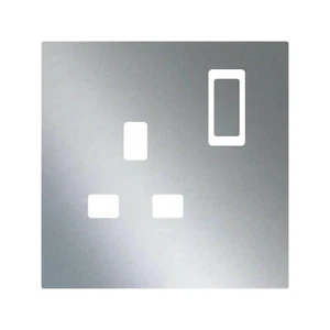 Metallic Silver Effect UK Plug Socket Stickers Kids Bedroom Living Room Decor - Picture 1 of 9