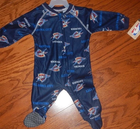 Oklahoma City Thunder NBA Newborn Infant Full Zip Footed Pajama Sleeper Coverall Cover