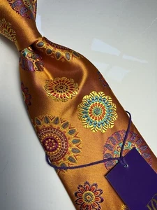 NWT VERSE 9 MULTI COLOR MEDALLION STYLE PRINT SILK DESIGNS NECK TIE & HANKY - Picture 1 of 4
