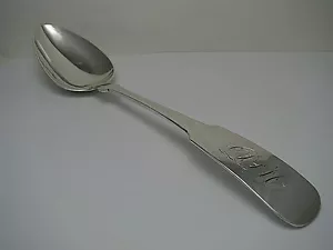 COIN SILVER SPOON SERVING SPOON TABLESPOON by Higbie & Crosby ca1810-1831 Rare! - Picture 1 of 12