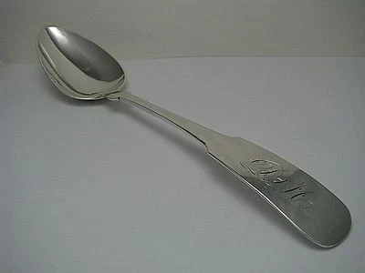 COIN SILVER SPOON SERVING SPOON TABLESPOON by Higbie & Crosby ca1810-1831 Rare! - Image 1 of 4