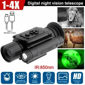 Hunting Night Vision Monocular IR 850nm 1-4X Zoom Rifle Scope Sights Telescope - Picture 1 of 14