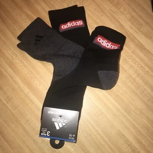 NEW 3 Pairs ADIDAS BLACK Men's Cushioned HIGH QUARTER Socks Shoe Size 6-12 - Picture 1 of 12