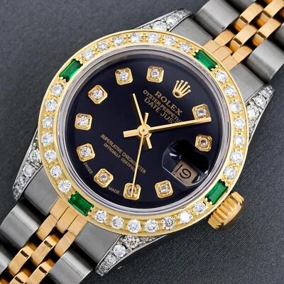 Rolex Lady DateJust Reloj Diamante Negro Acero y Oro Amarillo 18k Bisel Diamante Foto 1 de 4