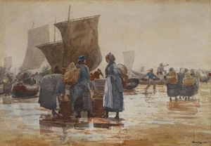 Winslow Homer - Fisherfolk Am Strand Bei Cullercoats Vintage Kunstdruck - Picture 1 of 1