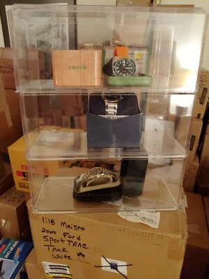 ATTRACTIVE PIONEER ACRYLIC DISPLAY CASES,13"X5.5"X5, 3 LOT, CREATIVE SHOWCASES!  - Image 1 of 4