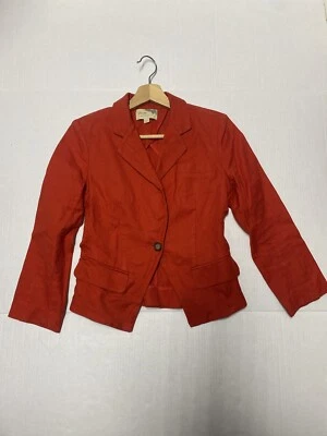 Elizabeth & James Size 4 Tomato Red Woven Textured Long Sleeve Cropped Blazer EC - Image 1 of 4