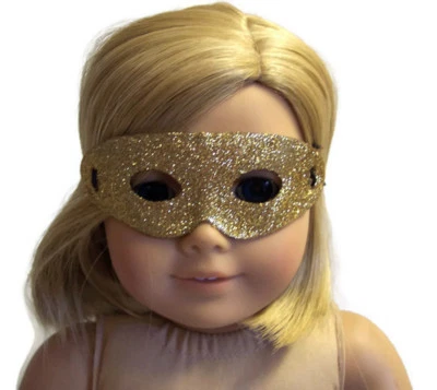 DORI'S DOLL BOUTIQUE Gold Glitter Halloween Mask for 18 inch Doll Clothes Girl Accessories